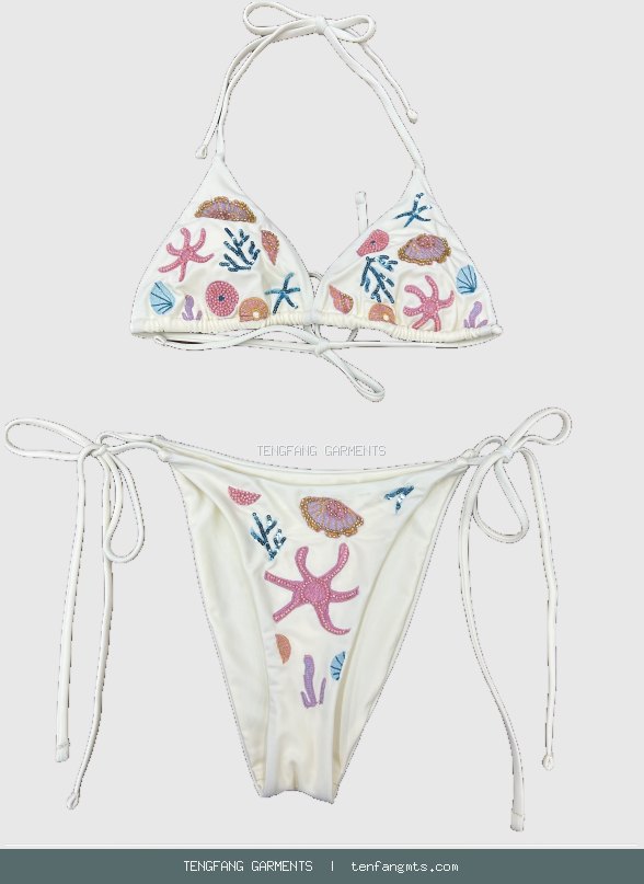 Sea-life embroidered bikini