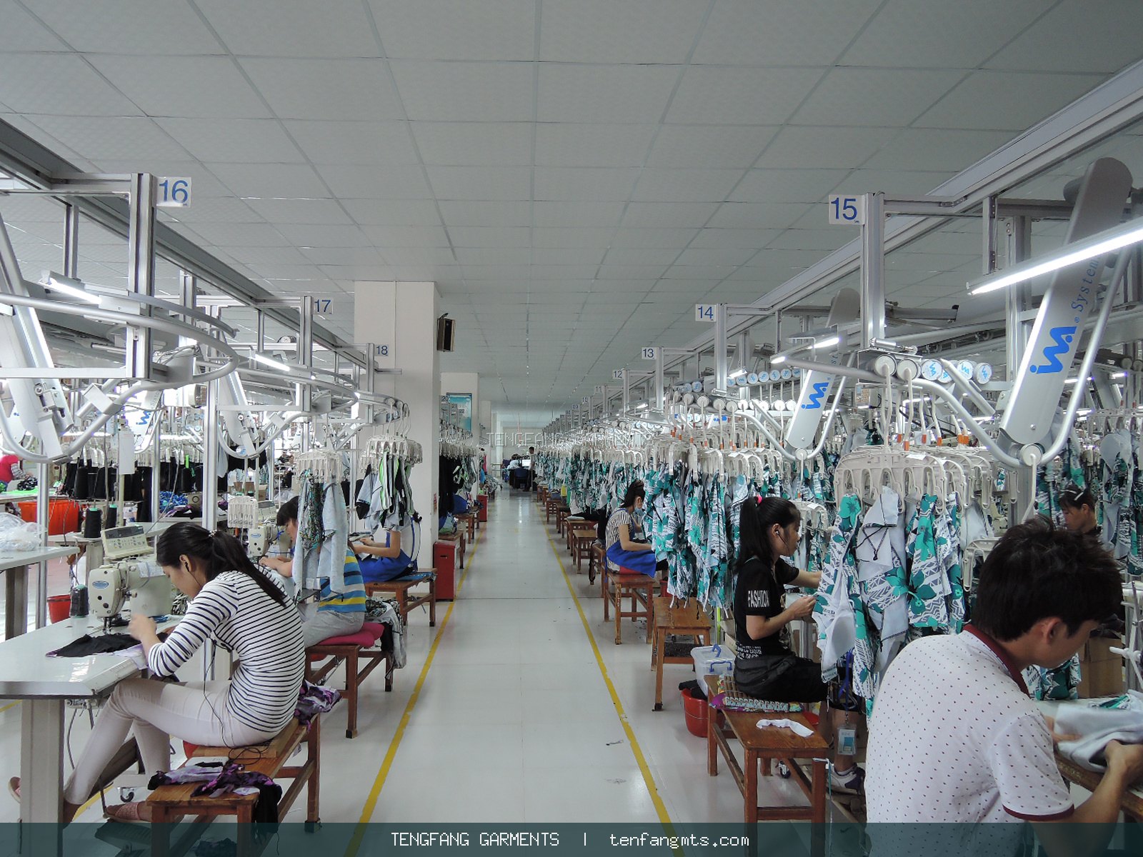 Sewing production lines and the garment manufacturing team