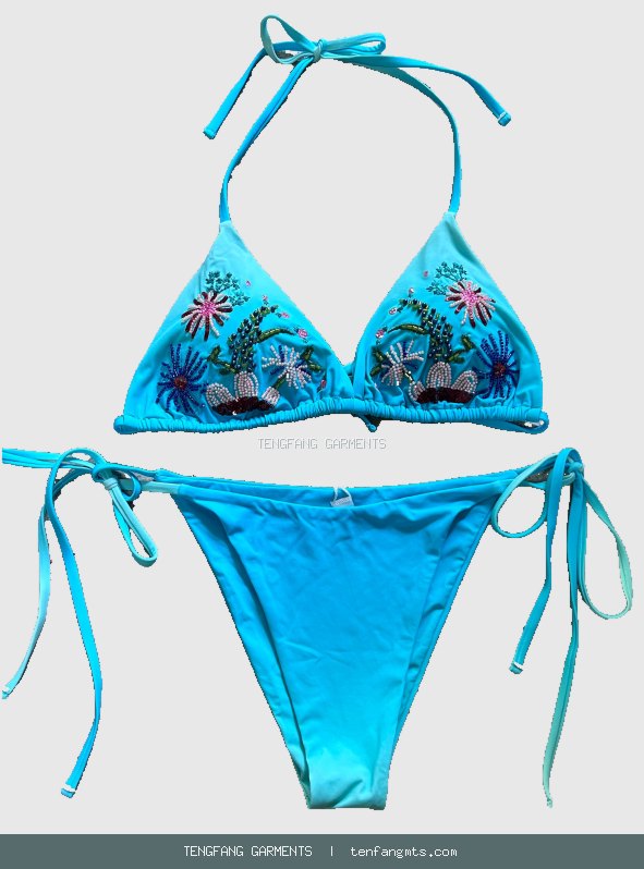 Tropical embroidered bikini